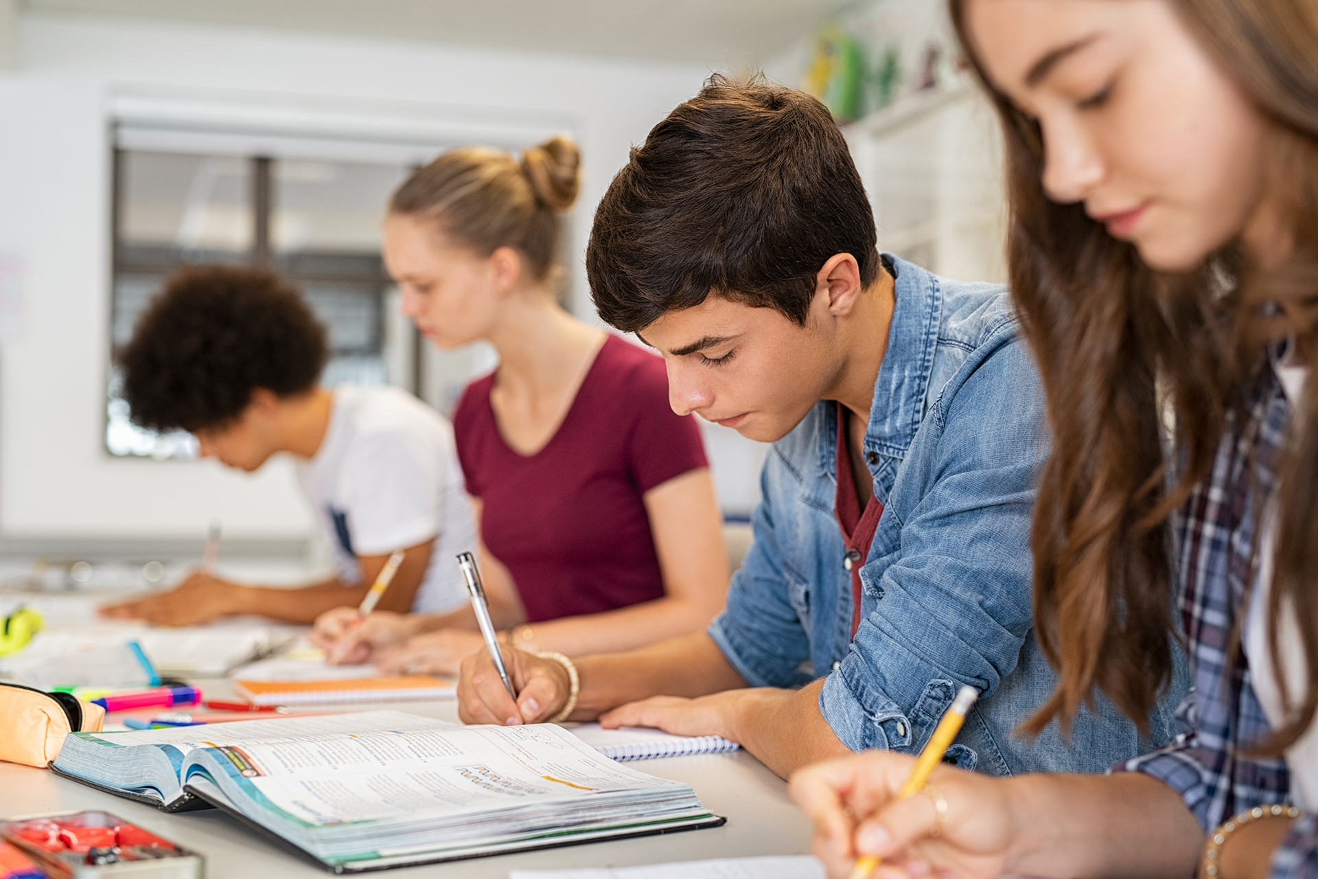 High school students in discussion